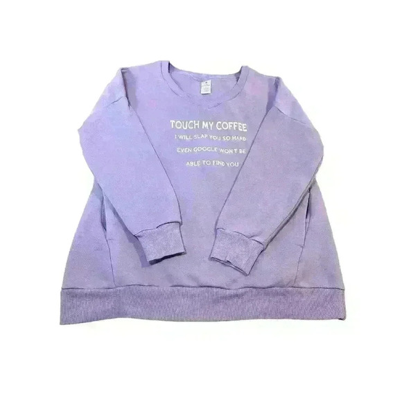 Funny Purple Coffee Pullover Crewneck V Neck Oversized Fit Size L Sarcastic - Picture 2 of 9